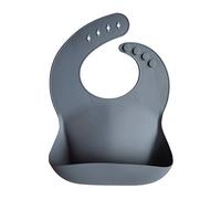 Mushie Baby Silicone Bib | Adjustable Fit Waterproof Bibs | Easy Wipe Baby Feeding Bibs | 4 Adjustable Sizes with Deep Front Pockets | 100% BPA and Phthalate Free (Tradewinds)