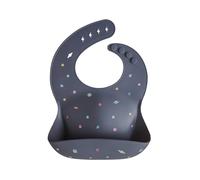 Bib with Spill Pocket in Silicone by MUSHIE navy blue