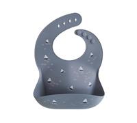 mushie Baby Silicone Bib | Adjustable Fit Waterproof Bibs | Easy Wipe Baby Feeding Bibs | 4 Adjustable Sizes with Deep Front Pockets | 100% BPA and Phthalate Free (Boats)