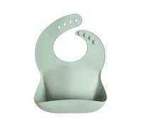 Mushie Baby Silicone Bib | Adjustable Fit Waterproof Bibs | Easy Wipe Baby Feeding Bibs | 4 Adjustable Sizes with Deep Front Pockets | 100% BPA and Phthalate Free (Cambridge Blue)
