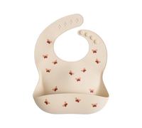 Mushie Baby Silicone Bib | Adjustable Fit Waterproof Bibs | Easy Wipe Baby Feeding Bibs | 4 Adjustable Sizes with Deep Front Pockets | 100% BPA and Phthalate Free (Butterflies)