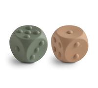 Mushie Dice Press Toy 2-pack | Sensory Toy to Press and Pop | Development of fine motor skills | Teach Simple Arithmetic | 100% Food Silicone (Dried Thyme/Natural)