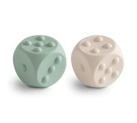 Mushie Dice Press Toy 2-pack | Sensory Toy to Press and Pop | Development of fine motor skills | Teach Simple Arithmetic | 100% Food Silicone (Cambridge Blue/Shifting Sand)