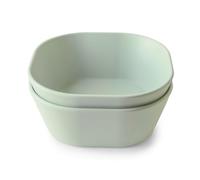 Mushie Dinnerware Bowls for Kids | Tableware Set of 2 Reusable BPA Free Bowls | Dishwasher & Microwave Safe | Made in Denmark | Square (Sage)
