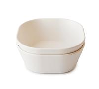 Mushie Dinnerware Bowls for Kids | Tableware Set of 2 Reusable BPA Free Bowls | Dishwasher & Microwave Safe | Made in Denmark | Square (Ivory)
