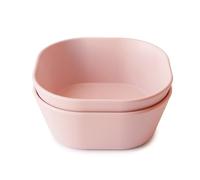 Mushie Dinnerware Bowls for Kids | Tableware Set of 2 Square Bowls | Reusable BPA Free | Dishwasher & Microwave Safe | Made in Denmark (Blush)