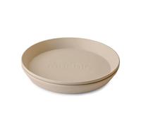 Mushie Dinnerware Plates for Kids | Tableware Set of 2 | Reusable BPA Free | Dishwasher & Microwave Safe | Made in Denmark | Round (Vanilla)