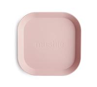 Mushie Dinnerware Plates for Kids | Tableware 1x Set of 2 Plates | Reusable BPA Free | Dishwasher & Microwave Safe Plates | Made in Denmark | Square (Blush)