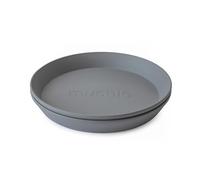 Mushie Dinnerware Plates for Kids | Tableware Set of 2 | Reusable BPA Free | Dishwasher & Microwave Safe | Made in Denmark | Round (Smoke)