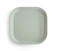 Mushie Dinnerware Plates for Kids | Tableware Set of 2 | Reusable BPA Free | Dishwasher & Microwave Safe | Made in Denmark | Square (Sage)