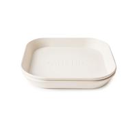 Mushie Dinnerware Plates for Kids | Tableware 1x Set of 2 Plates | Reusable BPA Free | Dishwasher & Microwave Safe Plates | Made in Denmark | Square (Ivory)