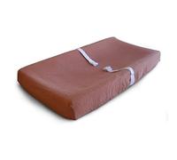 Mushie Extra Soft Muslin Fitted Changing Pad Cover | Standard Changing Pad Cover 72x48x13cm | Breathable | Fully Elastic Edges | Material: 100% Cotton (Cedar)