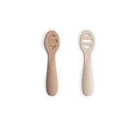 Mushie First Feeding Baby Spoons | BPA-Free Silicone Learning Spoons 2-Pack | Dishwasher Safe Durable Toddler Utensils | Natural/Shifting Sand