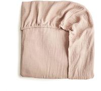 Mushie Fitted Crib Sheet | Extra Soft Muslin Crib Sheet | Breathable | Material: 100% Cotton | Fully Elastic Corners | Pre-Washed | 60x20x120cm (Blush)