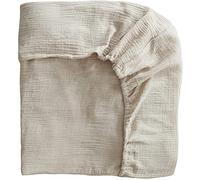 Mushie Fitted Crib Sheet | Extra Soft Muslin Crib Sheet | Breathable | Material: 100% Cotton | Fully Elastic Corners | Pre-washed | 60x20x120cm (Fog)