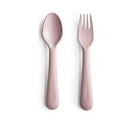 Mushie Fork and Spoon Set for Kids | Flatware Cutlery | 1x Set of Dinnerware Pieces | Reuseable | Dishwasher- and Microwave Safe | Easy for Baby or Child to Hold | Made in Denmark (Blush)