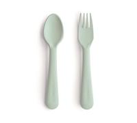 Mushie Fork and Spoon Set for Kids | Flatware Cutlery | 1x Set of Dinnerware Pieces | Reuseable | Dishwasher- and Microwave Safe | Easy for Baby or Child to Hold | Made in Denmark (Sage)