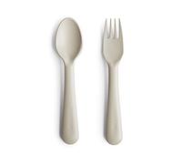 Mushie Fork and Spoon Set for Kids | Flatware Cutlery | 1x Set of Dinnerware Pieces | Reuseable | Dishwasher- and Microwave Safe | Easy for Baby or Child to Hold | Made in Denmark (Ivory)