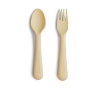Mushie Fork and Spoon Set for Kids | Flatware Cutlery | 1x Set of Dinnerware Pieces | Reuseable | Dishwasher- and Microwave Safe | Easy for Baby or Child to Hold | Made in Denmark (Pale Daffodil)