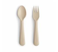 Mushie Fork and Spoon Set for Kids | Flatware Cutlery | 1x Set of Dinnerware Pieces | Reuseable | Dishwasher- and Microwave Safe | Easy for Baby or Child to Hold | Made in Denmark (Vanilla)