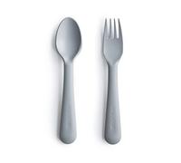 Mushie Fork and Spoon Set for Kids | Flatware Cutlery | 1x Set of Dinnerware Pieces | Reuseable | Dishwasher- and Microwave Safe | Easy for Baby or Child to Hold | Made in Denmark (Cloud)