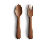 Mushie Fork and Spoon Set for Kids | Flatware Cutlery | 1x Set of Dinnerware Pieces | Reuseable | Dishwasher- and Microwave Safe | Easy for Baby or Child to Hold | Made in Denmark (Caramel)