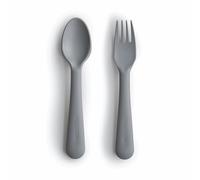 Mushie Fork and Spoon Set for Kids | Flatware Cutlery | 1x Set of Dinnerware Pieces | Reuseable | Dishwasher- and Microwave Safe | Easy for Baby or Child to Hold | Made in Denmark (Smoke)