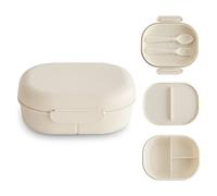 Mushie Lunchbox | Children's Lunch Box Snack Box for Kindergarten and School | Divider & Compartments with Lockable Lids | Includes 1x Set of Cutlery Fork and Spoon | (Ivory)