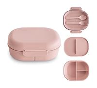 Mushie Lunchbox | Children's Lunch Box Snack Box for Kindergarten and School | Divider & Compartments with Lockable Lids | Includes 1x Set of Cutlery Fork and Spoon | (Blush)