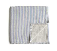 Mushie Muslin Baby Swaddle Blanket | Baby & Toddler Swaddle | Material: 100% Organic Cotton | Pre-Washed for Softness | Breathable | Keep Child Warm & Cuddly (Blue Stripe)