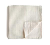 Mushie Muslin Baby Swaddle Blanket | Baby & Toddler Swaddle | Material: 100% Organic Cotton | Pre-Washed for Softness | Breathable | Keep Child Warm & Cuddly (Sage Stripe)