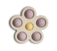 Mushie Press Toy | Push & Pop Bubble Sensory Fidget Toy | 10+ Months | Stress Relief Toy | 100% Food Grade Silicone and ABS Plastic | Flower Design (Soft Lilac/Pale Daffodil/Ivory)