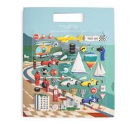 Mushie Reusable Sticker Book Set (Race Cars) | Removable Puffy Stickers | Arts & Crafts Activity for Kids