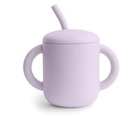 Mushie Silicone Training Cup + Straw | Baby Sippy Cup with Straw 6+ Months First Cup | Capacity: 175 mL | Removable Lid | Material: Food Grade Silicone | Dishwasher & Microwave Safe (Soft Lilac)