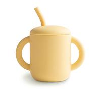 Mushie Silicone Training Cup + Straw | Baby Sippy Cup with Straw 6+ Months First Cup | Capacity: 175 mL | Removable Lid | Material: Food Grade Silicone | Dishwasher & Microwave Safe (Pale Daffodil)