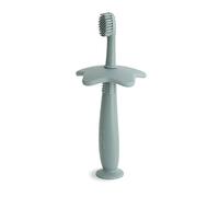 Mushie Silicone Training Toothbrush | Silicone Training Toothbrush for Infants and Toddlers | Suction Base for Easy Storage & Training | Material: Food Grade Silicone | Star Design (Cambridge Blue)
