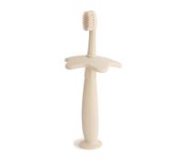 Mushie Silicone Training Toothbrush, for Infants and Toddlers, Suction Base for Easy Storage & Training, Material: Food Grade Silicone, Star Design (Shifting Sand)