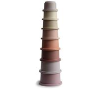 Mushie Stacking Cups | Educational Baby & Toddler Toys from 6 Months | Early Development & Activity Shape Sorter Toy | Promote Learning, Sorting, and Motor Skills | Made in Denmark | (Petal)