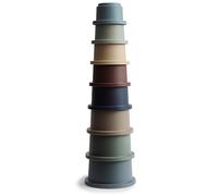 Mushie Stacking Cups | Educational Baby & Toddler Toys from 6 Months | Early Development & Activity Shape Sorter Toy | Promote Learning, Sorting, and Motor Skills | Made in Denmark | (Forest)