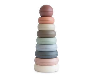 mushie Stacking Rings Toy | 6+ Months Ringtower Developmental Toy | Language & Motor Skills Aid | 100% non-toxic, BPA and phthalate plastic | Designed and manufactured in Denmark | (Original)