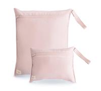 mushie Water Resistant Wet Bags | Large & Small Reusable Storage Bag for Baby Items and Travel | Zippered Pockets with Handle | Machine Washable, Set of 2 (Blush)