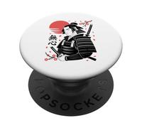 Mushin Zen Warrior With Katana Cherry Blossom Sun PopSockets Adhesive PopGrip