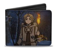 Mushoku Tensei Jobless Reincarnation Wallet, Bifold, Mushoku Tensei Rudeus Greyrat with Torch In Forest Scene, Vegan Leather
