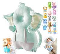 Mushplushies Head Protector, Adjustable Baby Head Protection Backpack, Mush Plush Head Protection Backpack, Mushplushies Backpack, Head Protection Pillow for Walking Crawling (Green Elephant)