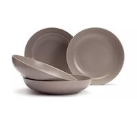 Mushroom 4 Piece Stoneware Pasta Bowl The Smart Grey Brown Shade is Enhanced by The Subtle Matte Glaze