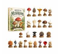 Mushroom Advent Calendar 24 Day Countdown Christmas Decorations Acrylic 2D Pendant, Daily Discovery Surprise Mushroom Ornament for Tree Window Door