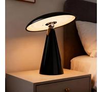 Mushroom Aesthetic Cute Lamp,Magnetic Mid Century Modern Lamp with 3-Mode Lighting for Unique Home Mushroom Decor,Cordless USB Rechargeable Lamps for Bedside/Dorm/Office/Entryway Decor(Black)