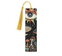 Mushroom Aesthetics Witch Unique Double-Sided Artwork Printed Wooden Bookmarks, Artistic Book Accessories Birthday Presents for Men Women Presents for Book Lovers