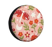 Mushroom and Moth Spare Tire Cover, Adjustable Spare Tire Cover, 14-17 Inch Tire Cover for Trailers, SUVs, Trucks and Many Vehicles