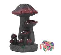 Mushroom Backflow Incense Burners, Handcrafted Resin Incense Holder with 20 Cones, Unique Waterfall Smoke Effect, Cute Mushroom Shape for Home Decor, Meditation and Yoga Room